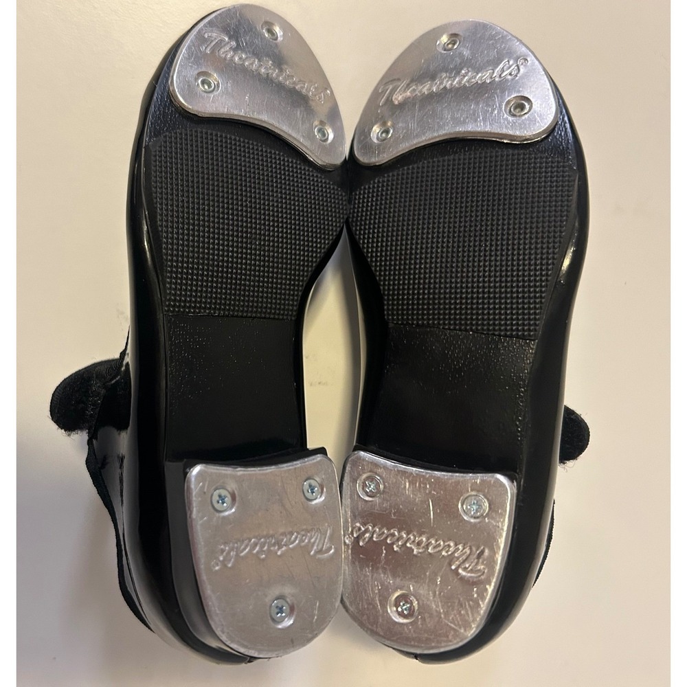 Theatricals Dance Kids Black Patent Mary Jane Tap Shoes T9050 Size 8.5M Used - Picture 6 of 9